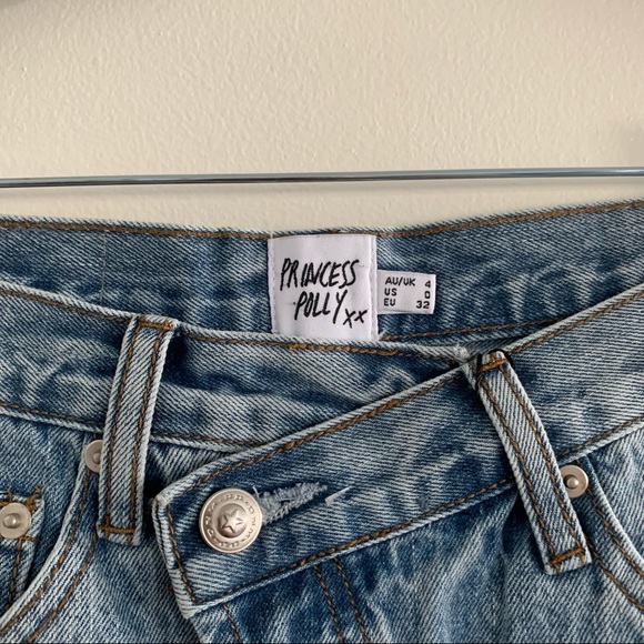 New Princess Polly Xena high rise denim shorts Size 0 - Picture 8 of 9